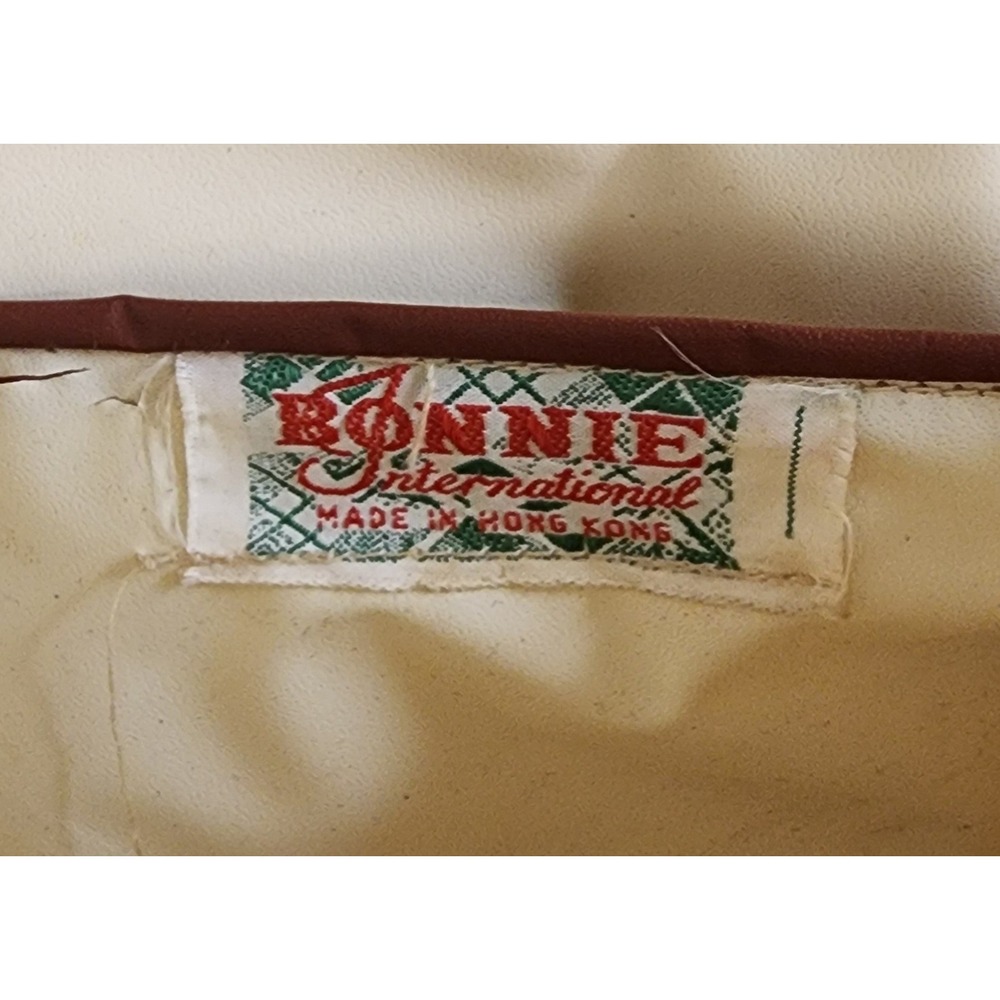 Vintage Bonnie International Wicker Box Handbag Tan Woven Purse Gold Hardware - Picture 3 of 10